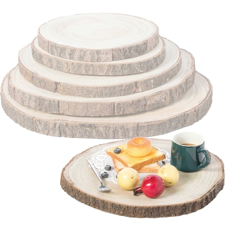 Barky Natural Wood Slabs Rustic Ornament Slice Tray Table Charger, PK 5